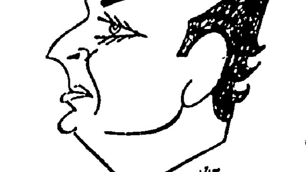 Fig. 7: Caricatura de Manuel Collado, por el dibujante Del Arco. (<em>La Vanguardia</em>, 5 de diciembre de 1961).