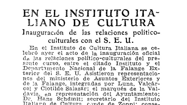 Fig. 3: “En el Instituto Italiano de Cultura”, <em>ABC</em>, 7 de diciembre de 1941.