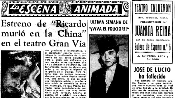 Fig. 7: “Una comedia de Pirandello en el Instituto Italiano de Cultura”, por José Antonio Bayona. <em>Pueblo</em>, 1 de junio de 1949.