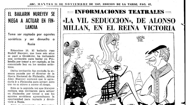 Fig. 24: “<em>La vil seducción</em>, de Alonso Millán, en el Reina Victoria”. Por Lorenzo López Sancho. <em>ABC</em>, 21 de noviembre de 1967.