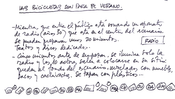 Fig. 10: César Oliva: Cuaderno de dirección de <em>Las bicicletas son para el verano</em>, de Fernando Fernán Gómez.