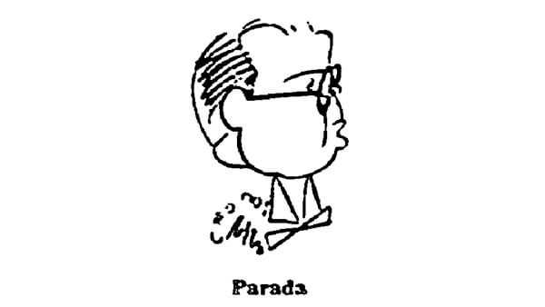 Fig. 9: Manuel Parada, caricaturizado en el periódico <em>Arriba</em> (21 de mayo de 1944). Dibujante: Cronos.