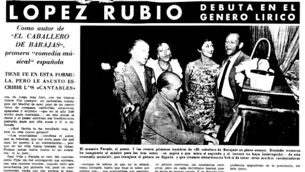 Fig. 17: “López Rubio debuta en el Género Lírico”. <em>Informaciones</em> (Madrid), 14 de septiembre de 1955.
