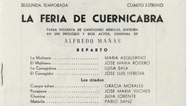 Fig. 23: Programa de mano de La feria de Cuernicabra, de Alfredo Mañas.