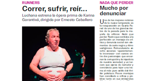 Fig. 22: “Correr, sufrir, reír…”, por César Blanco. Guia del Ocio, 26.08.2016. (Acerca de Runners, de Ernesto Caballero). 