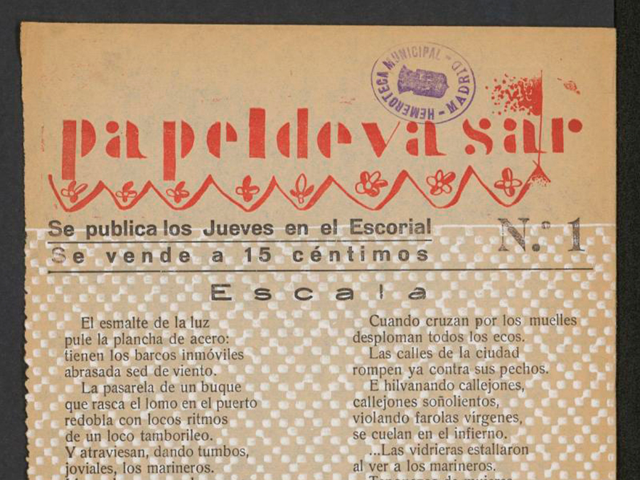 Fig. 2: Portada del n. 1 de la revista Papel de Vasar (El Escorial, 1929). Procedencia: Memoria de Madrid (Hemeroteca Municipal de Madrid).