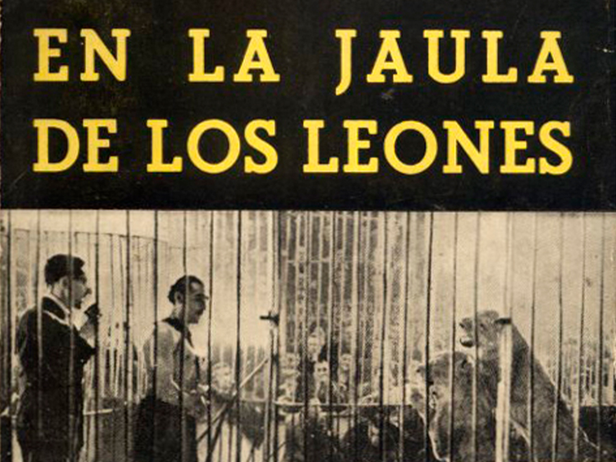 Fig. 12: Cubierta de En la jaula de los leones. (Memorias y crítica teatral) (1944), de Alfredo Marqueríe.