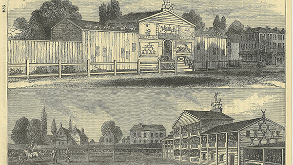 Fig. 3: Astley's riding school in 1770 (Londres). Archivo G. Matabosch - Col. Circus Arts Foundation, 22,5x16,5cm.