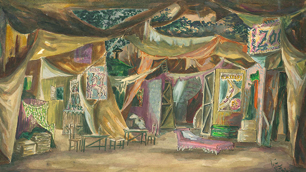 Fig. 21: Escenografía de Vitín Cortezo para el montaje de Las golondrinas (Teatro de la Zarzuela, 1958). (Procedencia: Museo Nacional del Teatro).