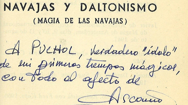 Fig. 55: Dedicatoria de Arturo de Ascanio a José Puchol. 