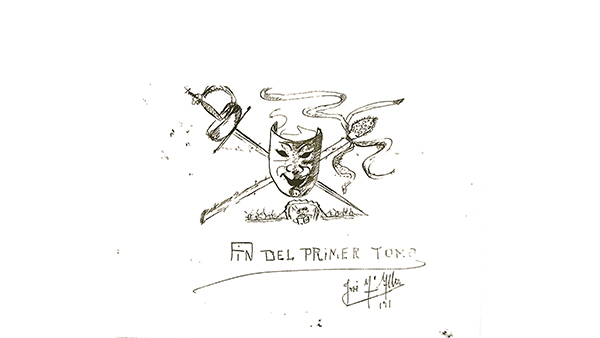 Fig. 8: Dibujo de José Albar que figura en la última página de su cuaderno marrón.