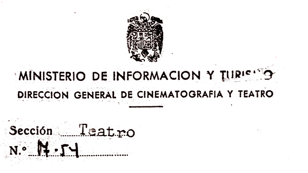 Fig. 7: Oficio de prohibición de Aventura en lo gris, de Antonio Buero Vallejo (1954). (Archivo General de la Administración).