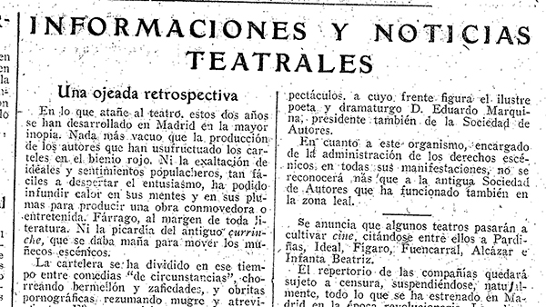 Fig. 2: “Una ojeada retrospectiva”. ABC, 4 de abril de 1939.