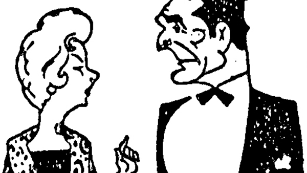 Fig. 10: Caricatura de Juicio contra un sinvergüenza, por Cobos. Ya, 4 de diciembre de 1958.