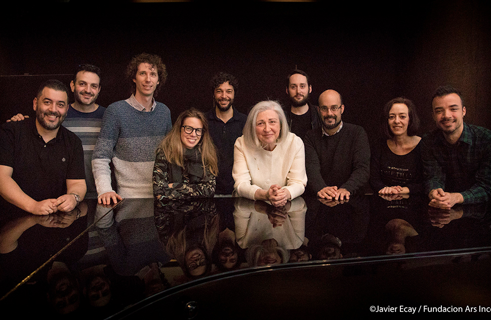 Con alumnos Homenaje a Teresa Catalan. Centro Conde Duque, 2018. Foto Javier Ecay.